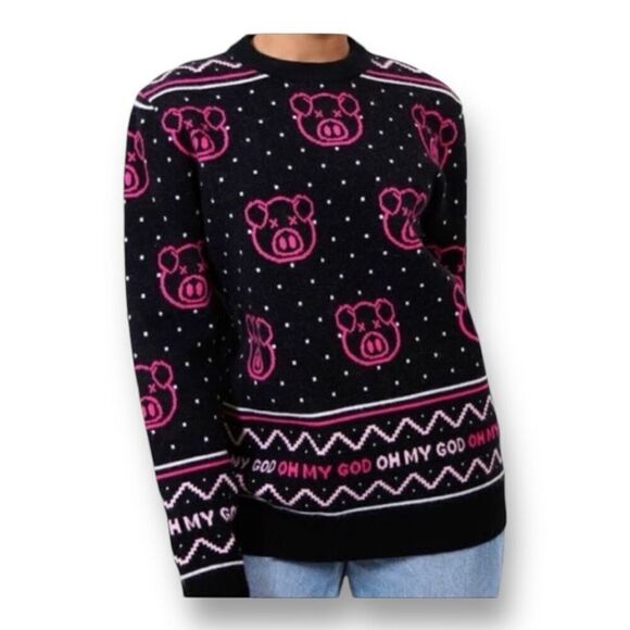 Shane Dawson Killer Merch Pig Oh My God Pig Sweater Pink Black Size Large - Picture 1 of 6